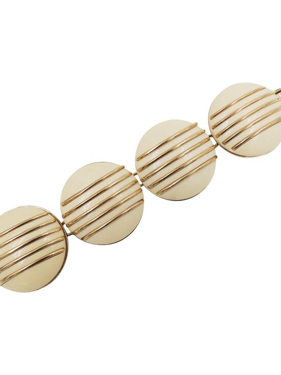 Vintage 1950s Signed Monet Goldtone & Ivory Colored Resin Bracelet